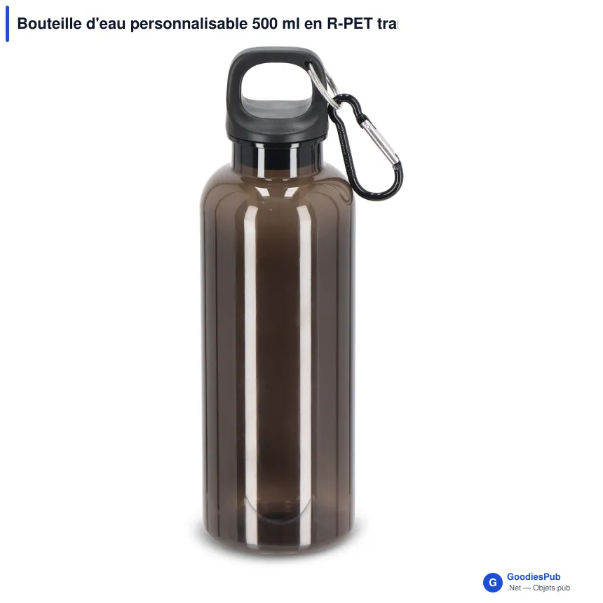 Bouteille d'eau personnalisable 500 ml en R-PET transparent avec logo - Noa - Image 2