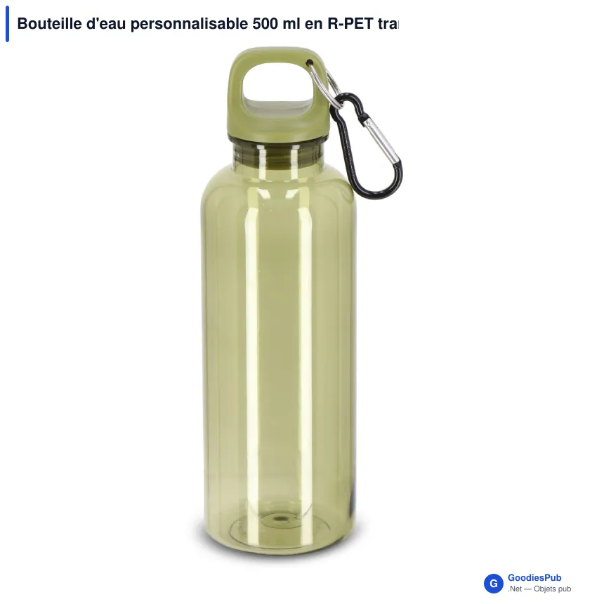 Bouteille d'eau personnalisable 500 ml en R-PET transparent avec logo - Noa - Image 3