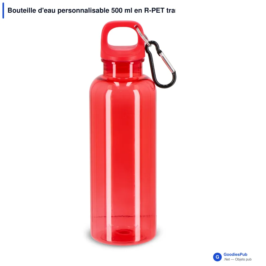 Bouteille d'eau personnalisable 500 ml en R-PET transparent avec logo - Noa - Image 4