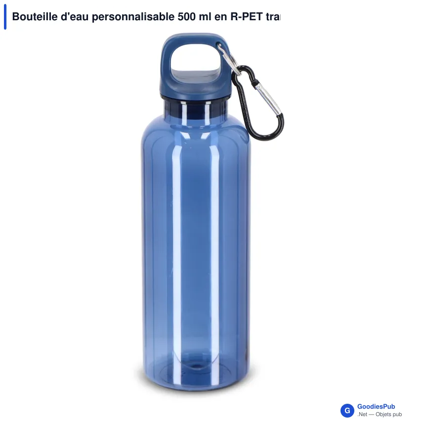 Bouteille d'eau personnalisable 500 ml en R-PET transparent avec logo - Noa - Image 5