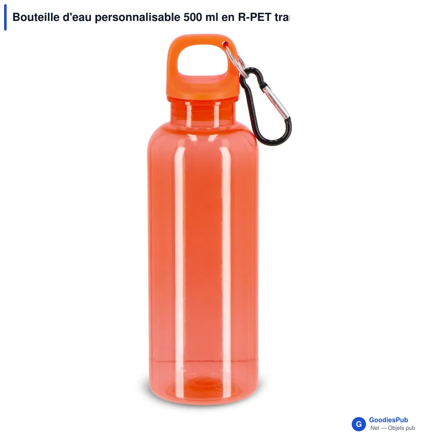 Bouteille d'eau personnalisable 500 ml en R-PET transparent avec logo - Noa - Image 6