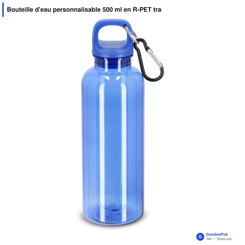 Bouteille d'eau personnalisable 500 ml en R-PET transparent avec logo - Noa - Image 7