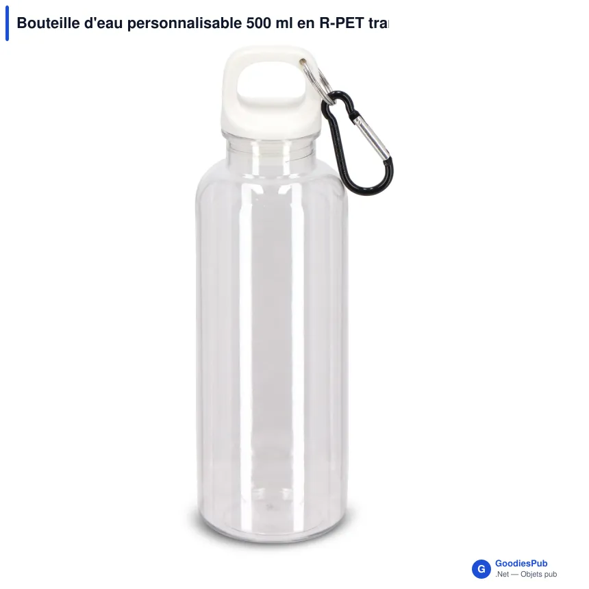Bouteille d'eau personnalisable 500 ml en R-PET transparent avec logo - Noa - Image 8