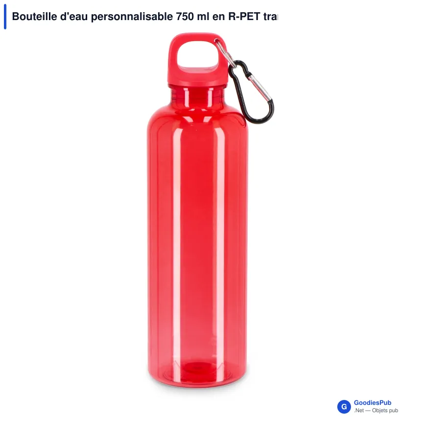 Bouteille d'eau personnalisable 750 ml en R-PET transparent avec logo - Noa - Image 2