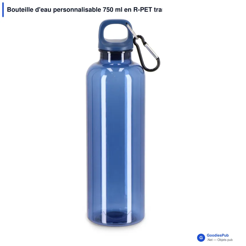 Bouteille d'eau personnalisable 750 ml en R-PET transparent avec logo - Noa - Image 3