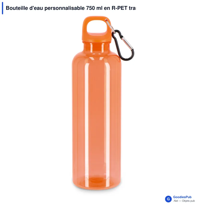 Bouteille d'eau personnalisable 750 ml en R-PET transparent avec logo - Noa - Image 4