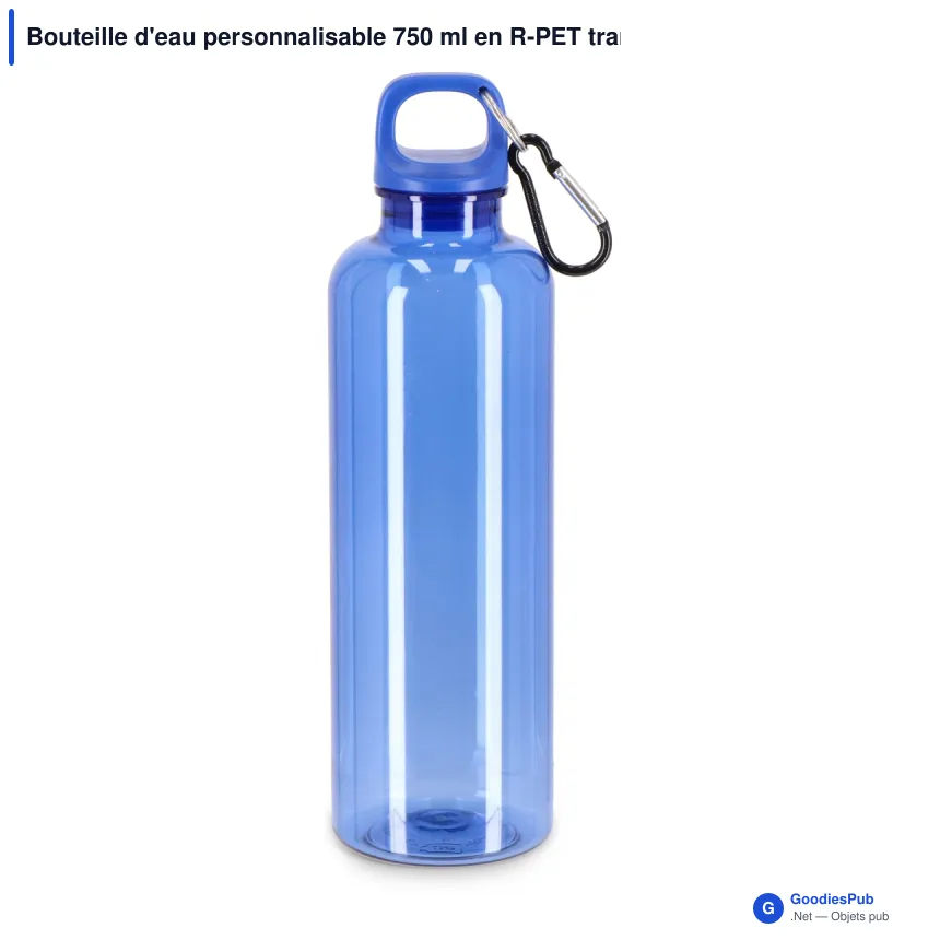 Bouteille d'eau personnalisable 750 ml en R-PET transparent avec logo - Noa - Image 5