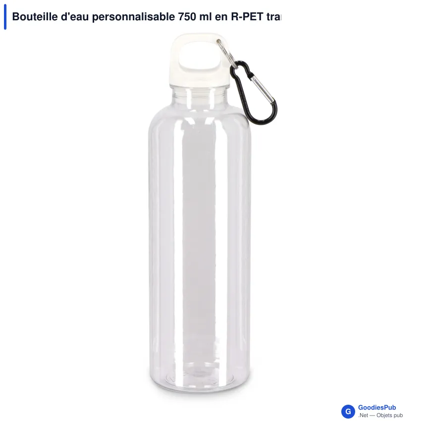 Bouteille d'eau personnalisable 750 ml en R-PET transparent avec logo - Noa - Image 6