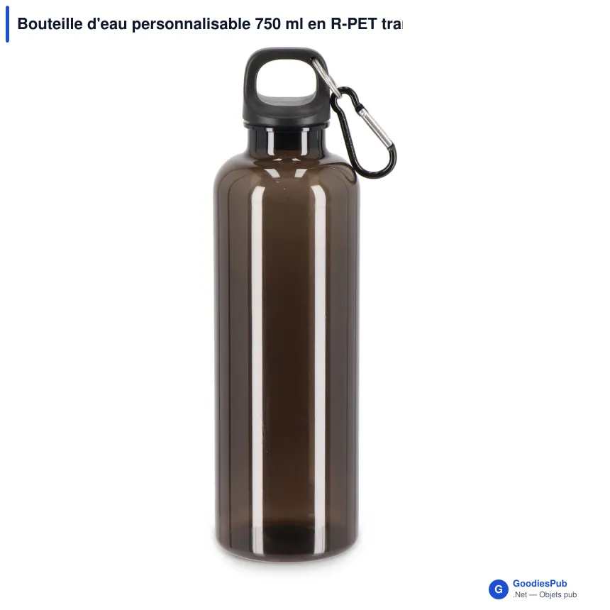 Bouteille d'eau personnalisable 750 ml en R-PET transparent avec logo - Noa - Image 7
