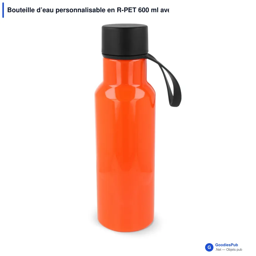 Bouteille d’eau personnalisable en R-PET 600 ml avec logo - Nouvel - Image 3