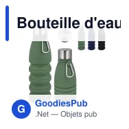 Bouteille d'eau pliable personnalisable en silicone avec logo - 550 ml - Miniature 1
