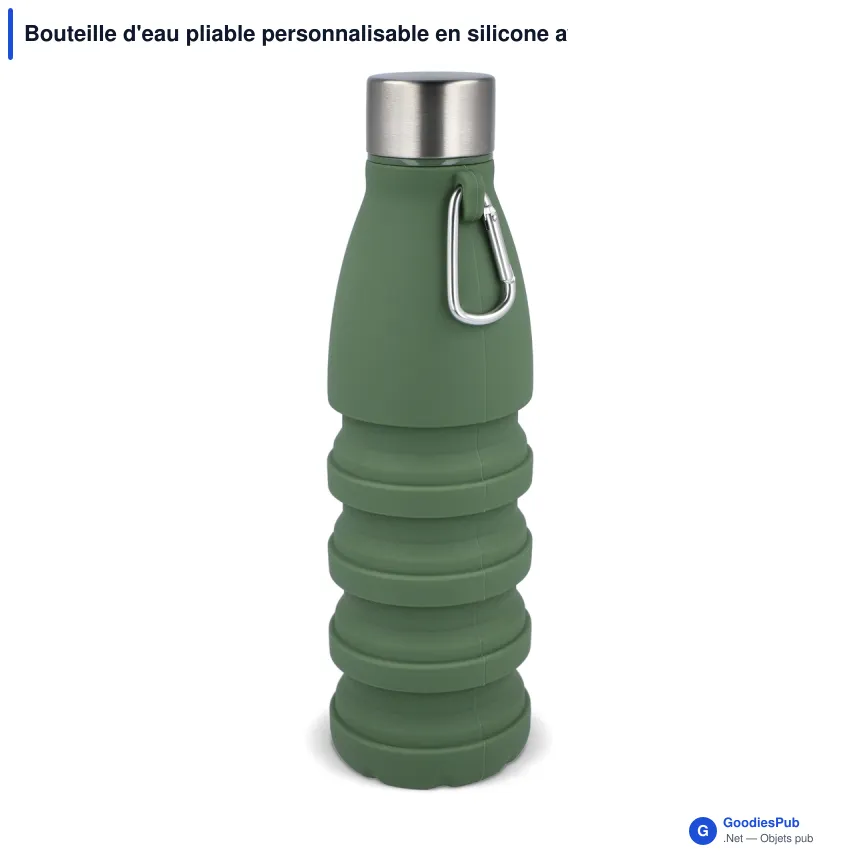 Bouteille d'eau pliable personnalisable en silicone avec logo - 550 ml - Image 2
