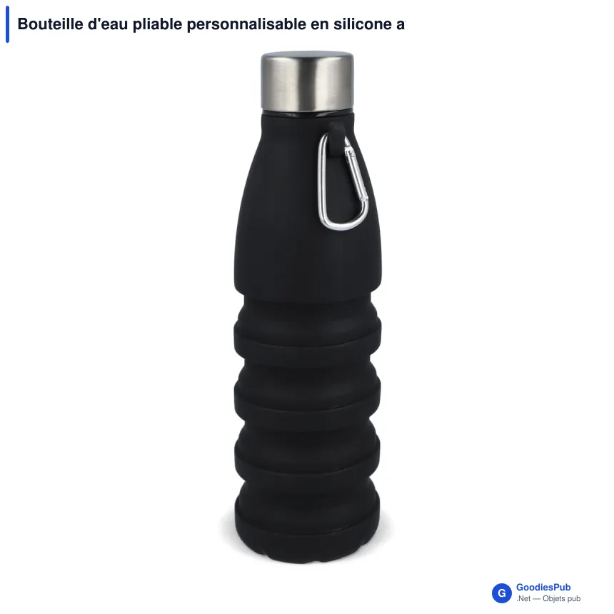Bouteille d'eau pliable personnalisable en silicone avec logo - 550 ml - Image 3