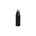 Variante Noir - Bouteille d'eau pliable personnalisable en silicone avec logo - 550 ml