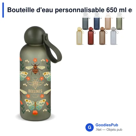 Bouteille d'eau personnalisable 650 ml en R-PET avec logo - Sagaform Tom