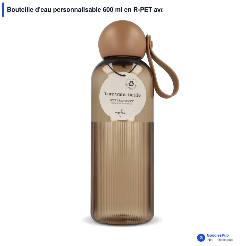 Bouteille d'eau personnalisable 600 ml en R-PET avec logo - Sagaform Ture - Image 3