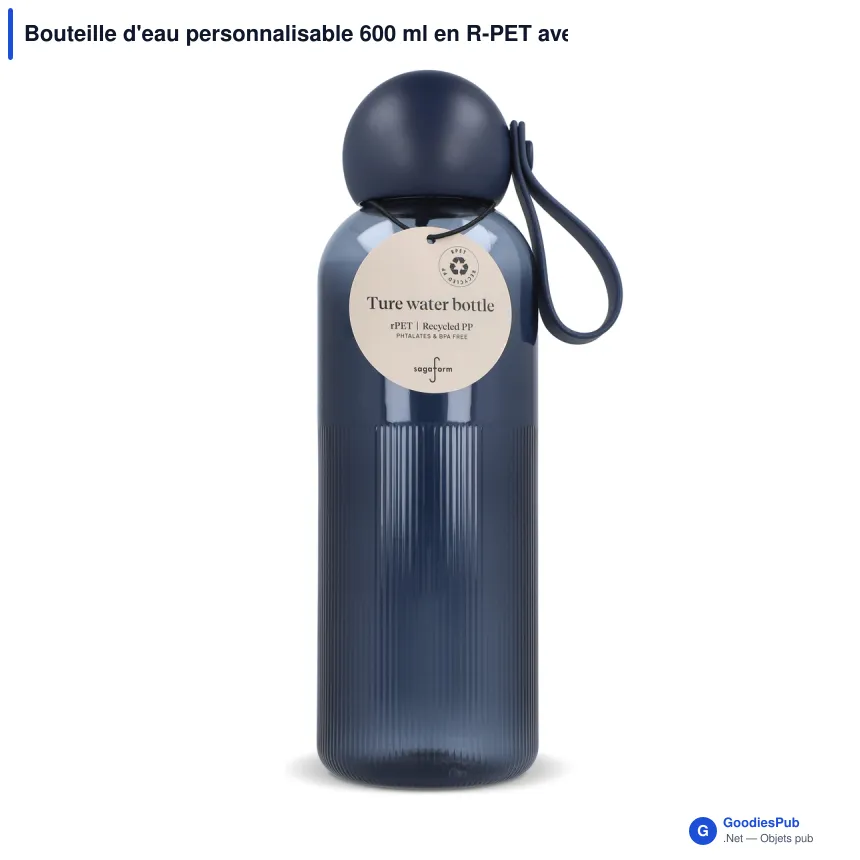 Bouteille d'eau personnalisable 600 ml en R-PET avec logo - Sagaform Ture - Image 4