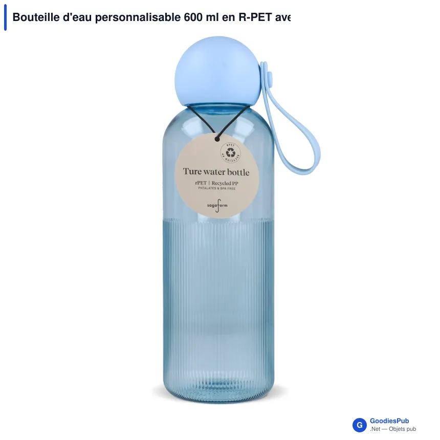 Bouteille d'eau personnalisable 600 ml en R-PET avec logo - Sagaform Ture - Image 6