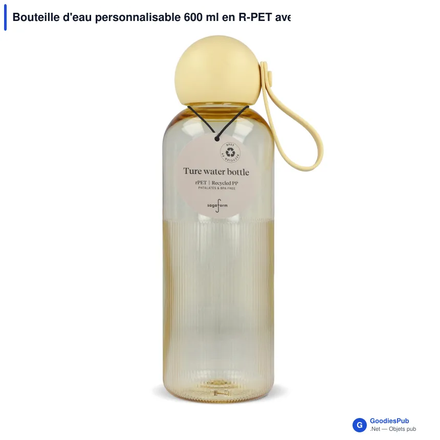 Bouteille d'eau personnalisable 600 ml en R-PET avec logo - Sagaform Ture - Image 7