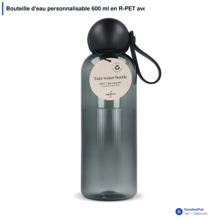 Bouteille d'eau personnalisable 600 ml en R-PET avec logo - Sagaform Ture - Image 8