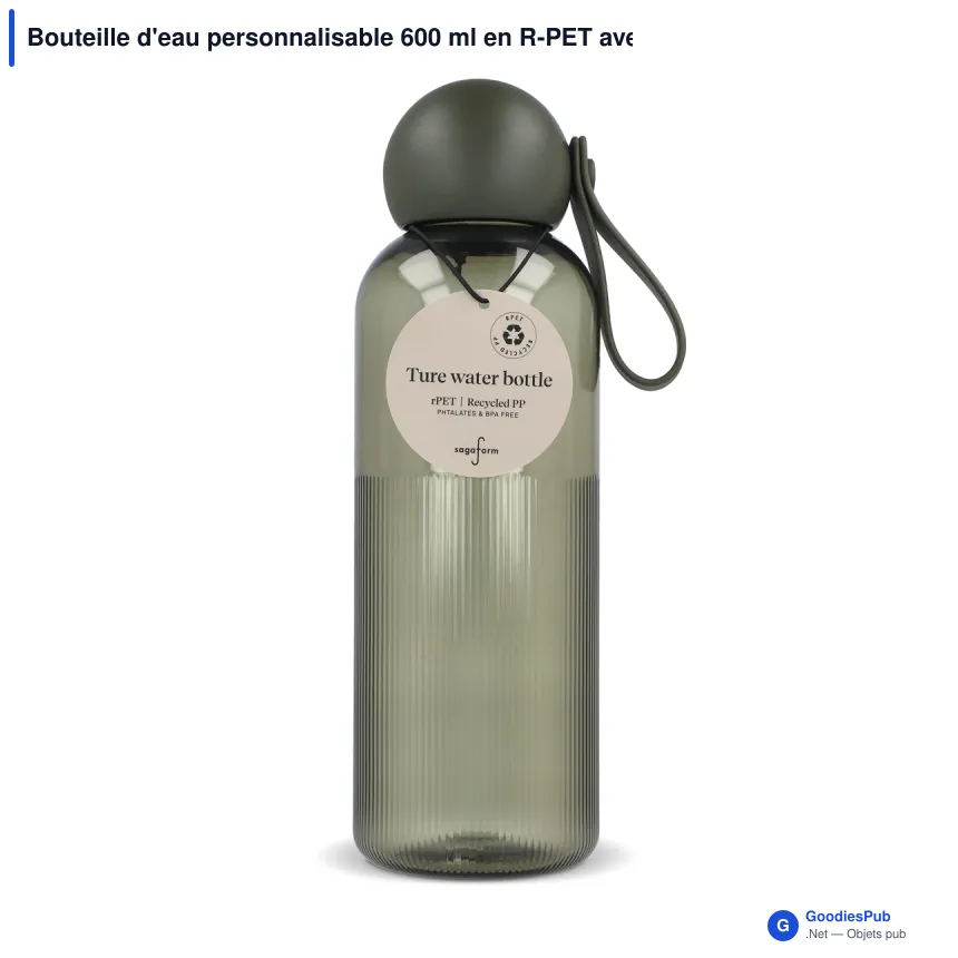 Bouteille d'eau personnalisable 600 ml en R-PET avec logo - Sagaform Ture - Image 9
