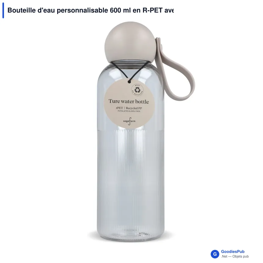 Bouteille d'eau personnalisable 600 ml en R-PET avec logo - Sagaform Ture - Image 10