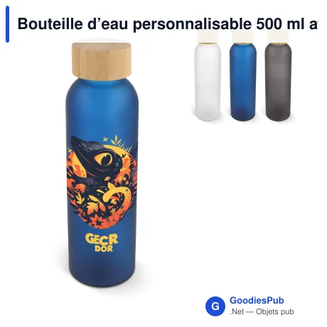 Bouteille d’eau personnalisable 500 ml avec logo - Verre et bambou