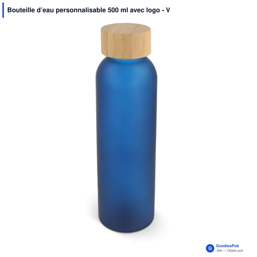 Bouteille d’eau personnalisable 500 ml avec logo - Verre et bambou - Image 3