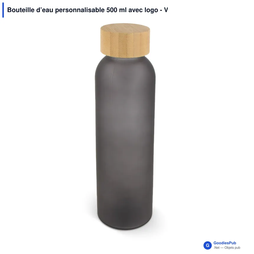 Bouteille d’eau personnalisable 500 ml avec logo - Verre et bambou - Image 4