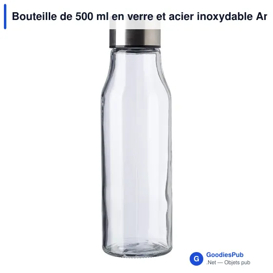 Bouteille personnalisable en verre et acier inoxydable Andrei avec logo - Image 1
