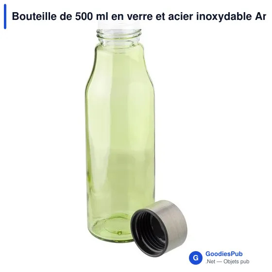 Bouteille personnalisable en verre et acier inoxydable Andrei avec logo - Image 3