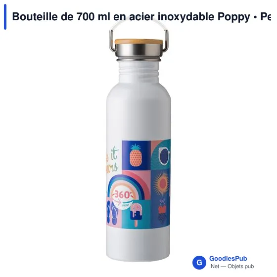Bouteille personnalisable en acier inoxydable 700 ml avec logo - Poppy - Image 8