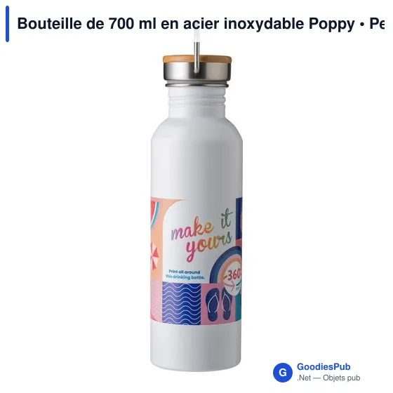 Bouteille personnalisable en acier inoxydable 700 ml avec logo - Poppy - Image 9