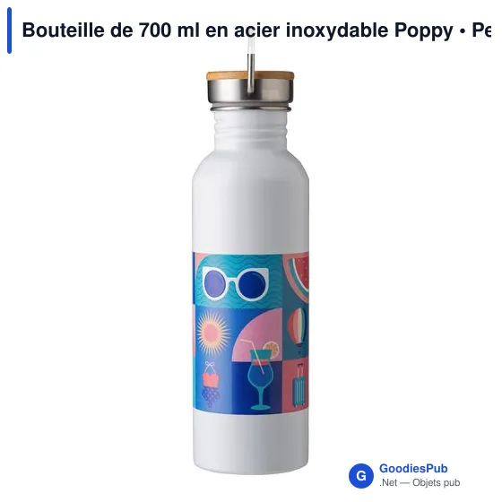 Bouteille personnalisable en acier inoxydable 700 ml avec logo - Poppy - Image 10