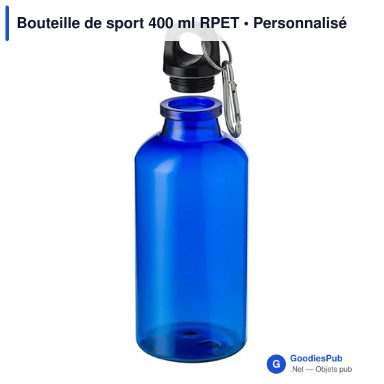 Bouteille de sport personnalisable 400 ml avec logo - RPET - Image 1
