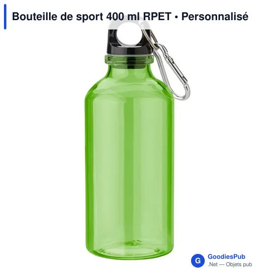 Bouteille de sport personnalisable 400 ml avec logo - RPET - Image 3