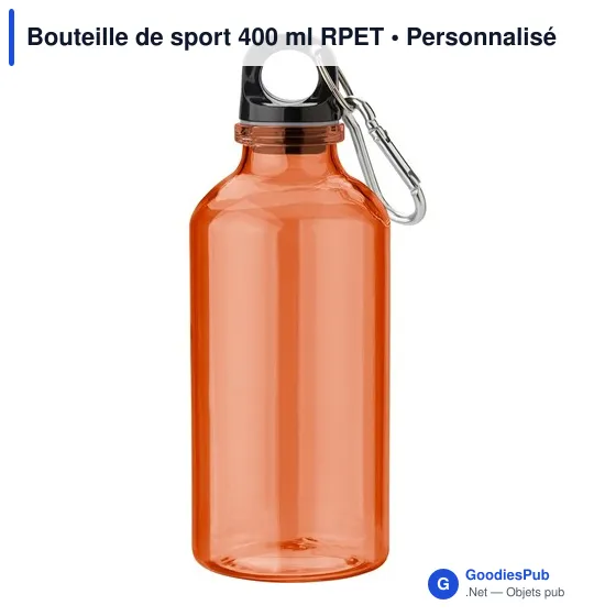 Bouteille de sport personnalisable 400 ml avec logo - RPET - Image 4