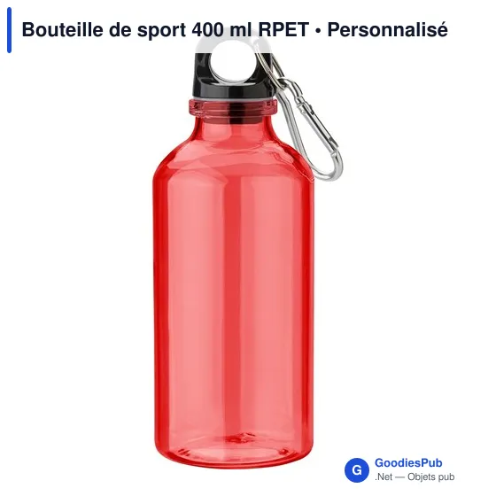 Bouteille de sport personnalisable 400 ml avec logo - RPET - Image 8