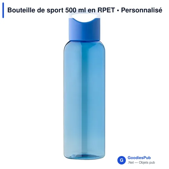 Bouteille de sport personnalisable 500 ml avec logo - RPET - Image 1