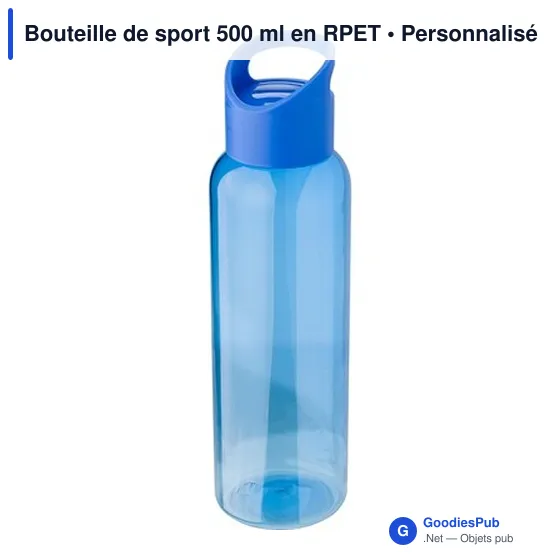 Bouteille de sport personnalisable 500 ml avec logo - RPET - Image 2