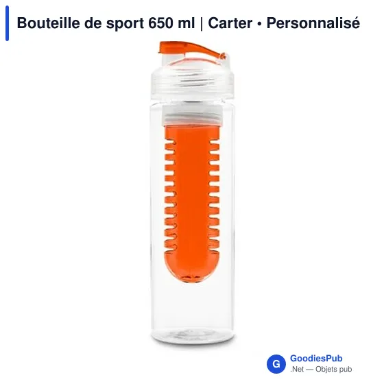 Bouteille de sport personnalisable 650 ml avec logo - Carter - Image 2
