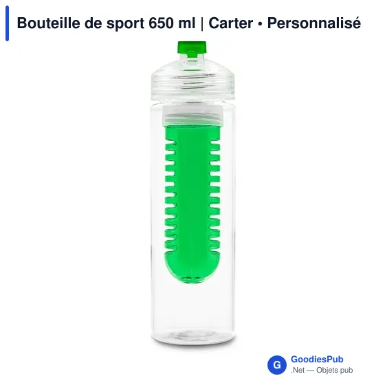 Bouteille de sport personnalisable 650 ml avec logo - Carter - Image 3