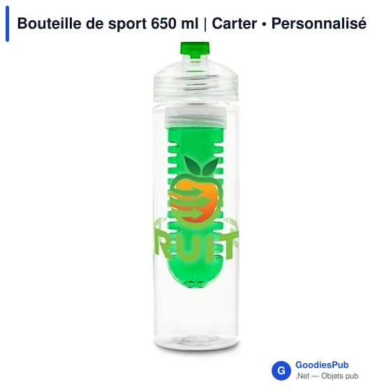 Bouteille de sport personnalisable 650 ml avec logo - Carter - Image 4