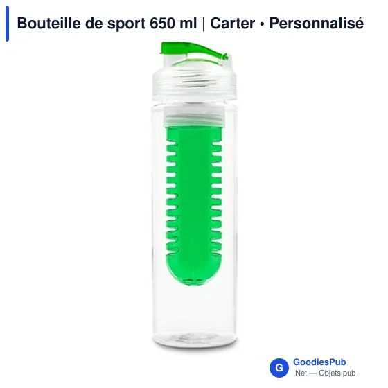 Bouteille de sport personnalisable 650 ml avec logo - Carter - Image 5