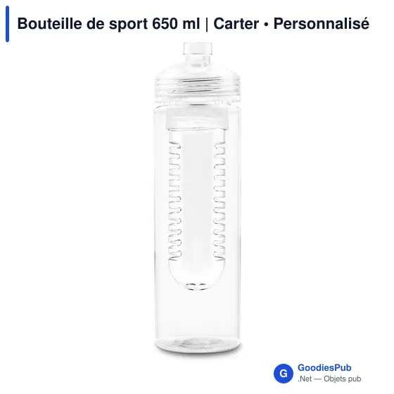 Bouteille de sport personnalisable 650 ml avec logo - Carter - Image 6