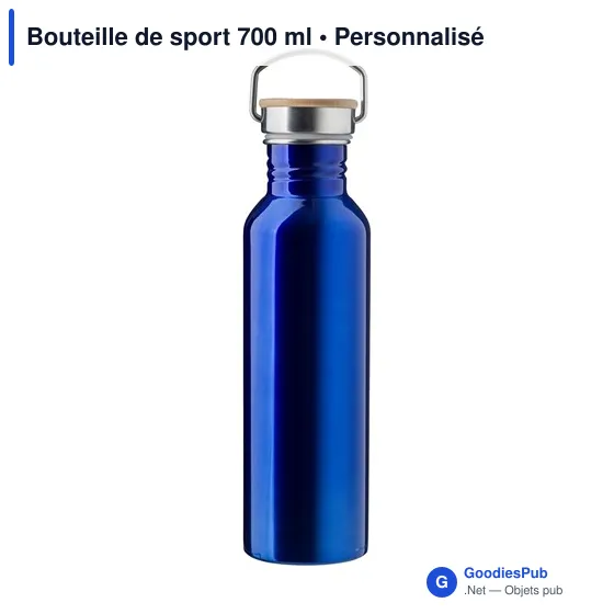 Bouteille de sport personnalisable 700 ml avec logo - modèle noir - Image 1