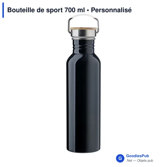 Bouteille de sport personnalisable 700 ml avec logo - modèle noir - Image 6