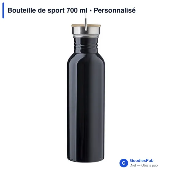 Bouteille de sport personnalisable 700 ml avec logo - modèle noir - Image 7