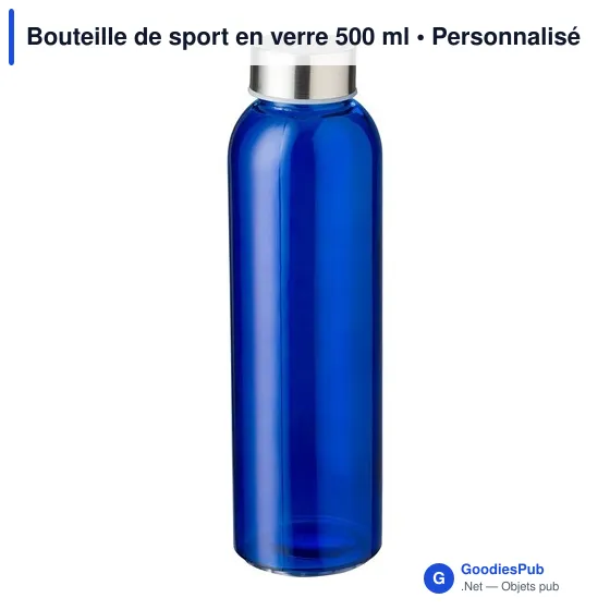 Bouteille de sport personnalisable en verre 500 ml avec logo - Image 2