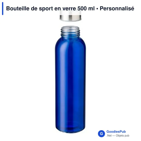 Bouteille de sport personnalisable en verre 500 ml avec logo - Image 3